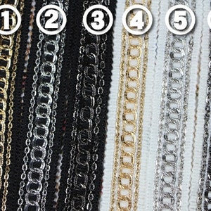 2.5cm Wide Black White Lace Trim with Chain Dress Decorative Supplies image 1