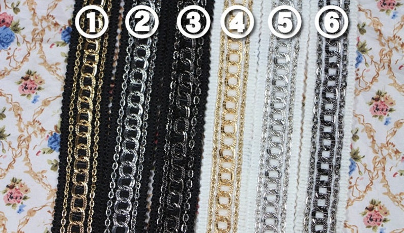 2.5cm Wide Black White Lace Trim with Chain Dress Decorative Supplies image 1
