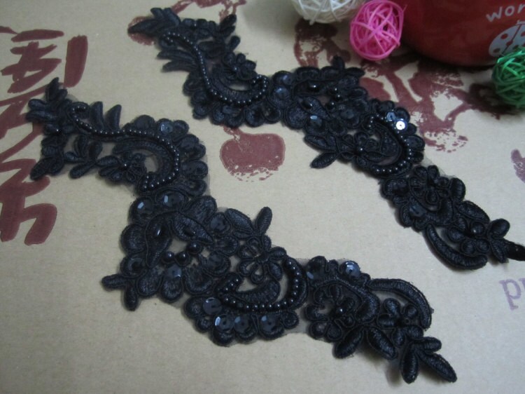 A Pair of Beaded Lace Applique DIY Lace Accessories Wedding Etsy