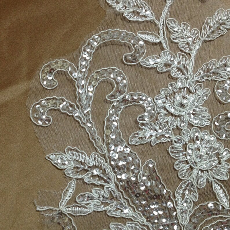 Ivory Sequins Lace Trim Bridal Veils DIY Lace Accessories Etsy