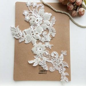 1 pc de Beaded Lace Applique, Bridal Applique, Accessoires de dentelle DIY, Accessoires de mariage, Accessoires capillaires