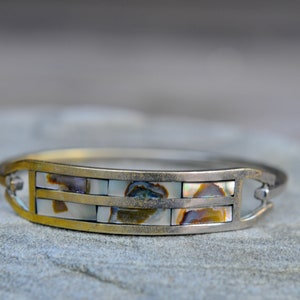 Vintage Mother of Pearl Bracelet Bangle image 1