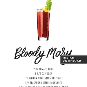 Bloody Mary Drink Recipe Art Print-printable Instant Download - Etsy