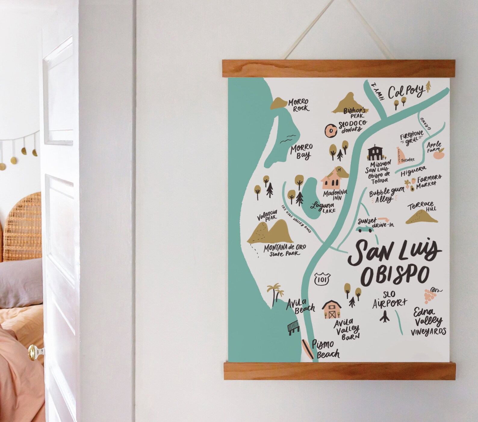 Poster Art Print San Luis Obispo Map Etsy