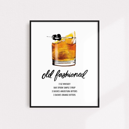 Drink Recipe Prints Cocktail Art Prints Call Me Old Fashioned - Etsy