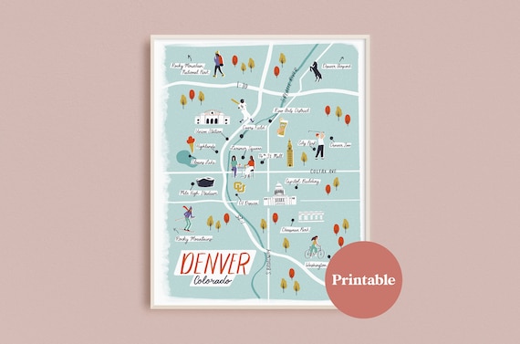 Denver Illustrated Map Printable | Etsy