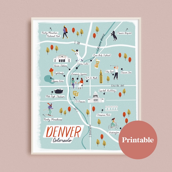 Denver Illustrated Map - Printable