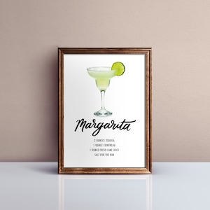 Margarita Drink Recipe Art Print-printable Instant Download - Etsy