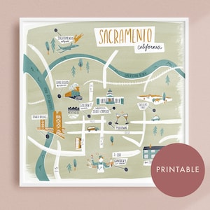 Sacramento Illustrierte Karte - Sofortiger Digitaler Download