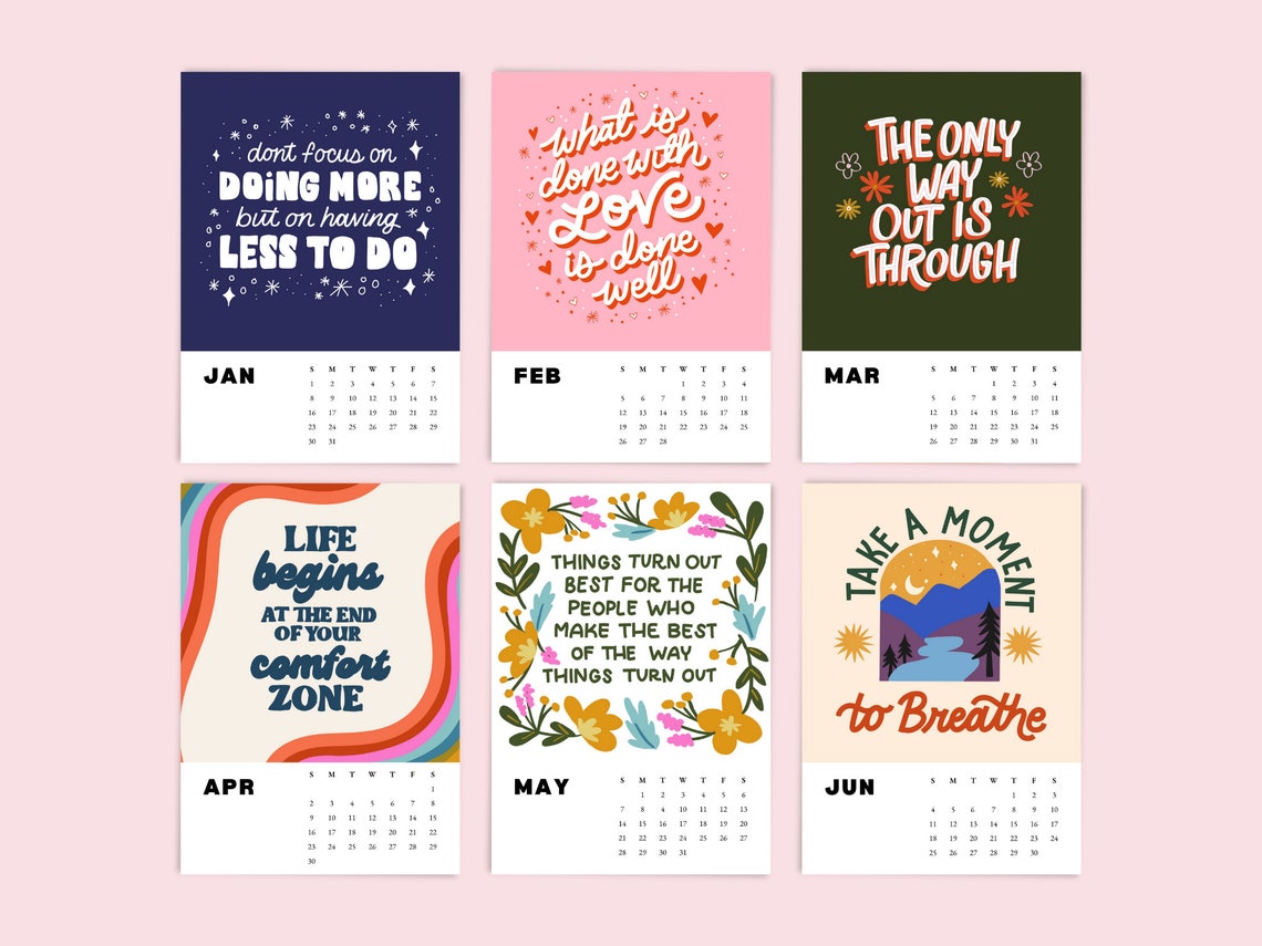 Printable Inspirational Quotes Calendar 2023 - Etsy