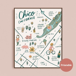 Chico, CA Map Art Print- Instant Digital Download