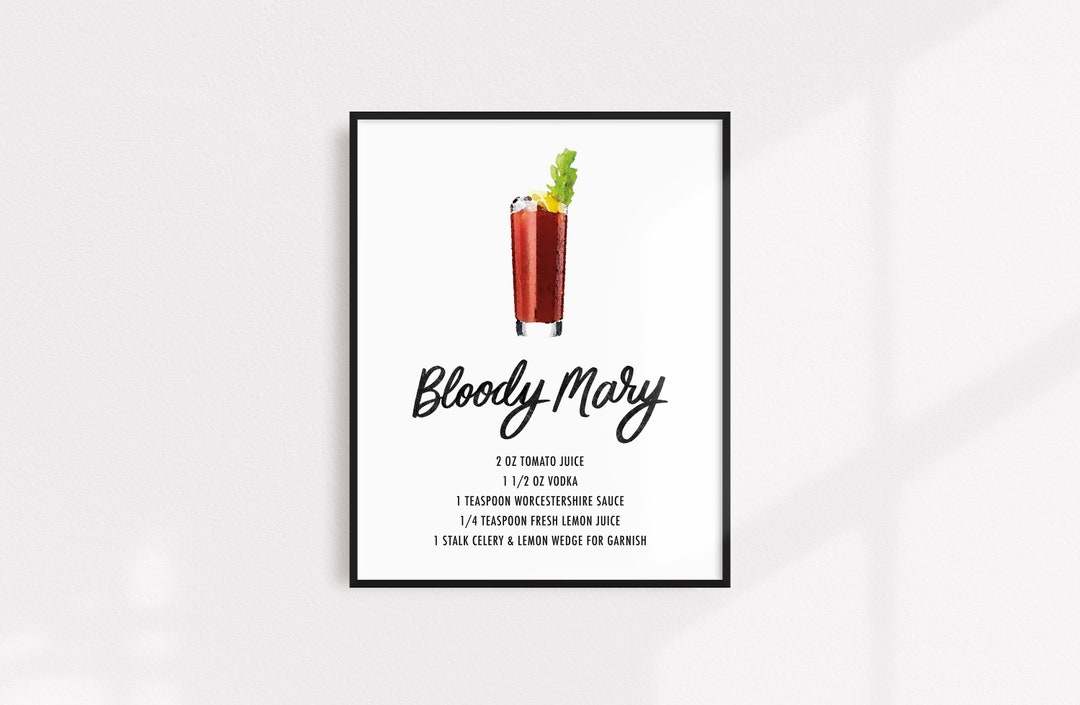 Bloody Mary Drink Recipe Art Print-printable Instant Download - Etsy