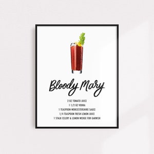 Bloody Mary Drink Recipe Art Print-printable Instant Download - Etsy