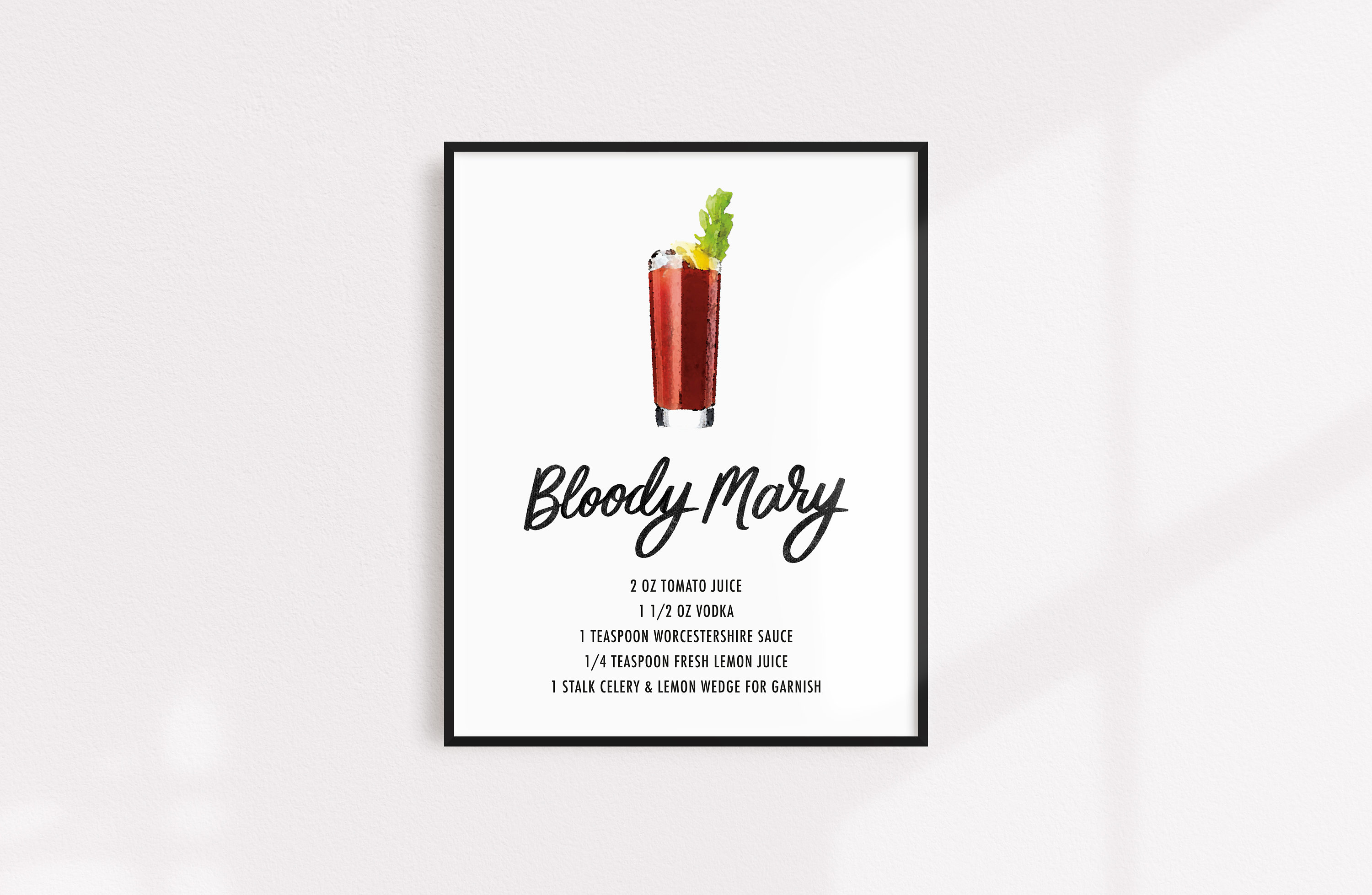 Bloody Mary Drink Recipe Art Print-Printable Instant Download | Etsy