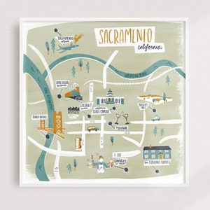 Sacramento illustriert Karte -Kunstdruck