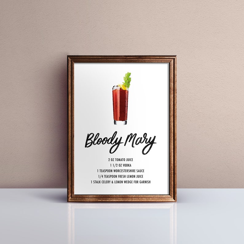 Bloody Mary Drink Recipe Art Print-printable Instant Download - Etsy
