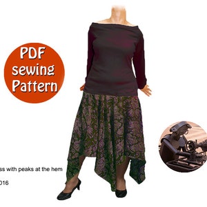 Women dress pattern with peaks, PDF sewing kit tutorial and pattern Sizes 8-14, Instant digital downloadable, Do it yourself DIY Etsy Canada