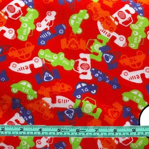 Printed flannel fabrics by the yard BTY 45'', Race cars Red background 100% coton, Create clothing underwear & bedding for kids, Canada image 2