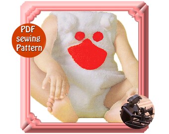 Patron de couture PDF Barboteuse pour bébé fille ou garçon 6-24 mois, Téléchargement immédiat, Boutique à Sainge-Adèle. Fait au Canada