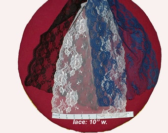 Bordure dentelle à feston marine rose pâle ou noire, 6 vg 10''L. Garnitures pour projet de couture vêtement lingerie artisanat & déguisement