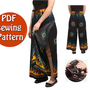 Thai Women beach pants pattern to draft, wrap-around pants, sewing pattern, DIY,  Fit all sizes, Canadian seller, Capsule wardrobe