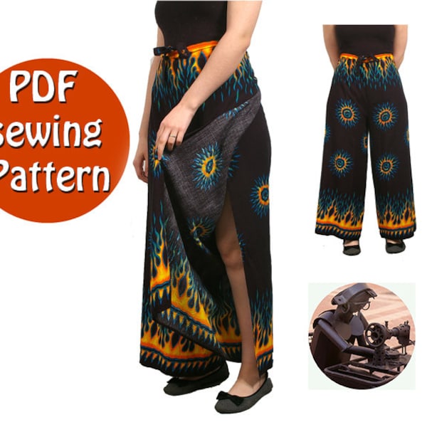 Thai Women beach pants pattern to draft, wrap-around pants, sewing pattern, DIY,  Fit all sizes, Canadian seller, Capsule wardrobe