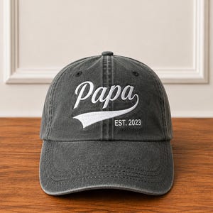 Personalized Papa Hat, Custom Year Embroidered Cotton Twill Cap