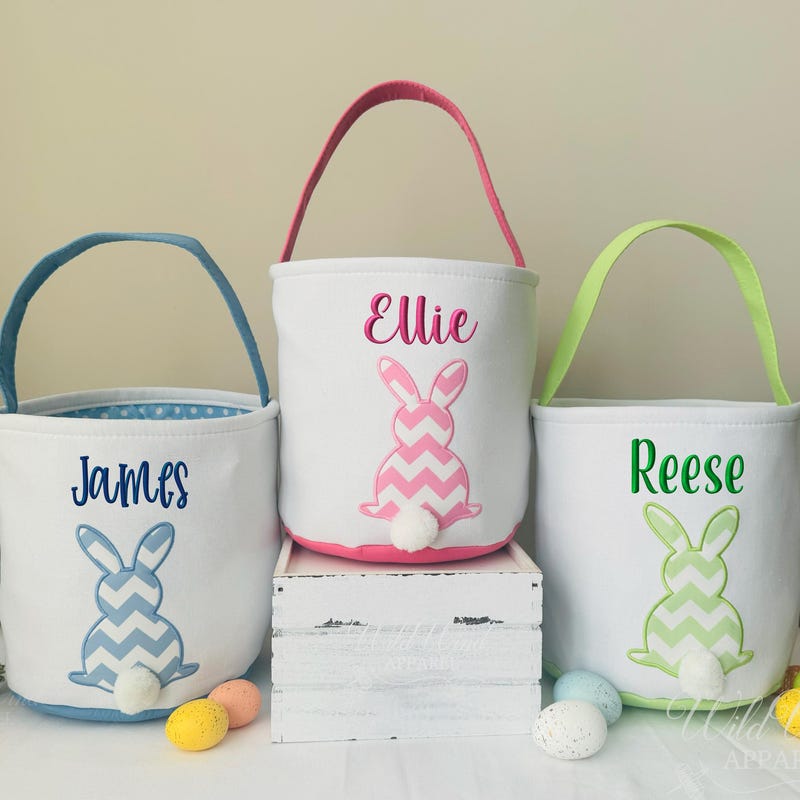 Designer Easter Basket for kids “ Green bunny girl”