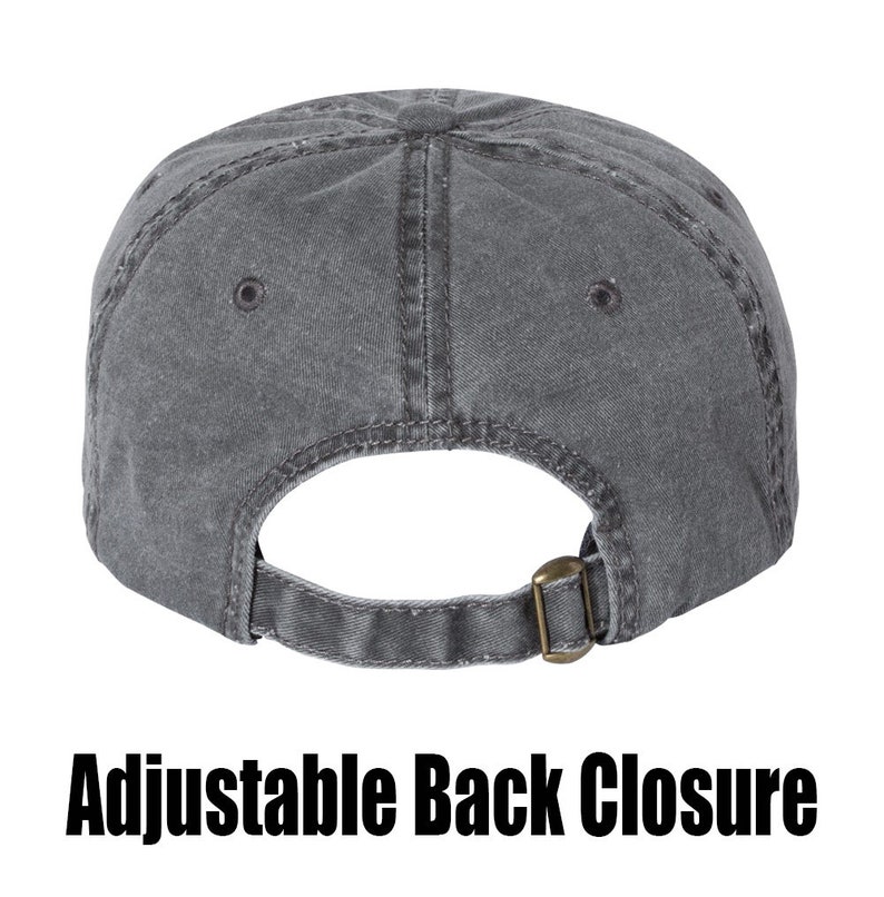 May include: A gray cotton baseball cap with an adjustable back closure.
