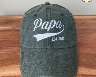 Personalized Papa Hat, Custom Year Embroidered Cotton Twill Cap