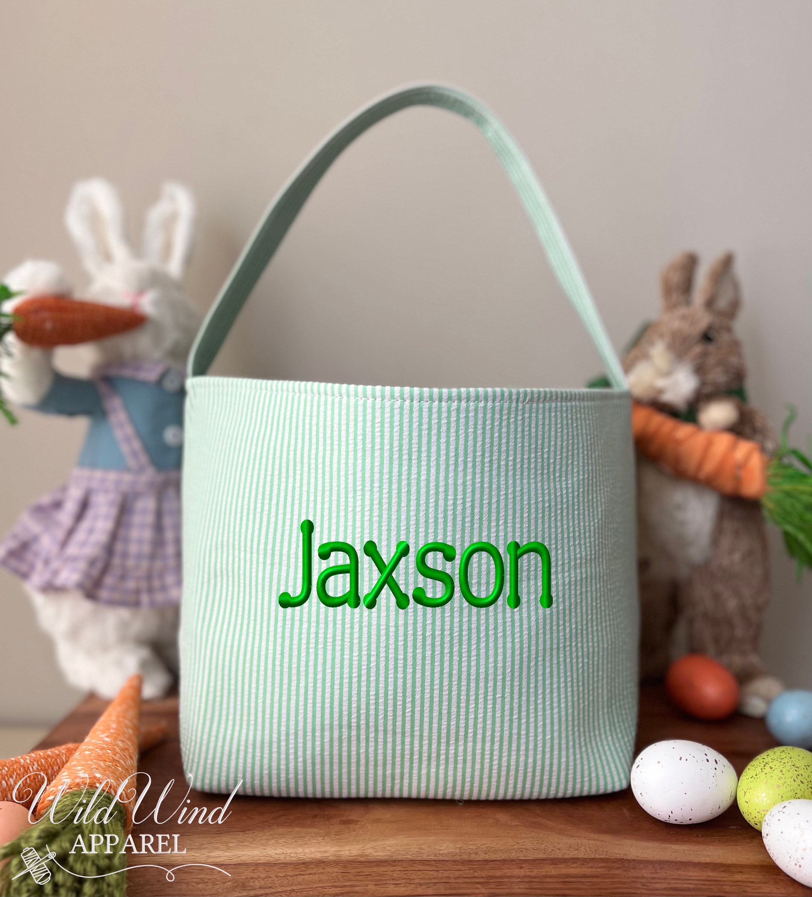 Personalized Easter Basket Embroidered Easter Basket Embroidered Name Kids Basket