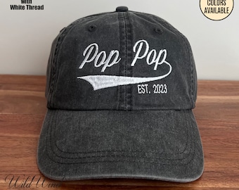 Personalized Pop Pop Hat, Custom Year Embroidered Grandpa Cap