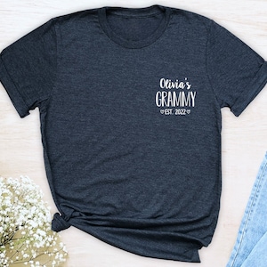 Grandchild&#39;s Name Grammy Shirt  Unisex T-Shirt  Personalized Pocket Design Shirt  Gift For Grammy Mother&#39;s Day Gift