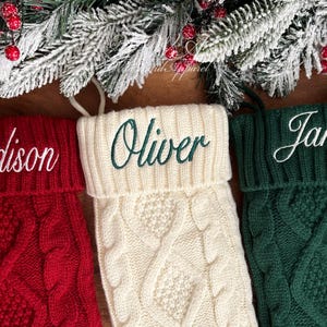 Personalized Embroidered Christmas Stocking, Knit Family Stocking, Name Embroidery