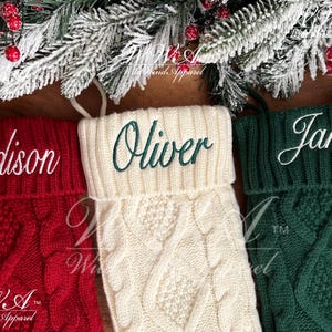 Personalized Embroidered Christmas Stocking Personalized Family Stocking Embroidered Knit Stocking