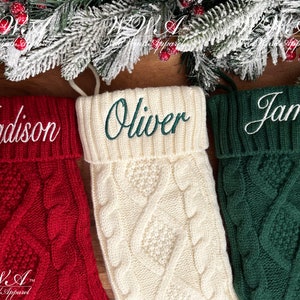 Personalized Embroidered Christmas Stocking Personalized Family Stocking Embroidered Knit Stocking image 1