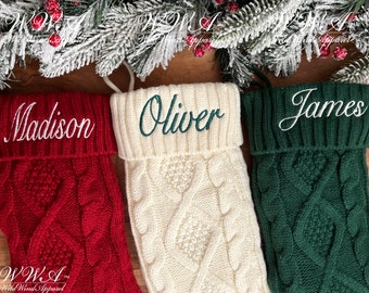 Personalized Embroidered Christmas Stocking Personalized Family Stocking Embroidered Knit Stocking