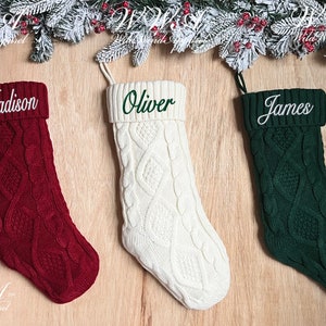 Personalized Embroidered Christmas Stocking Personalized Family Stocking Embroidered Knit Stocking image 7