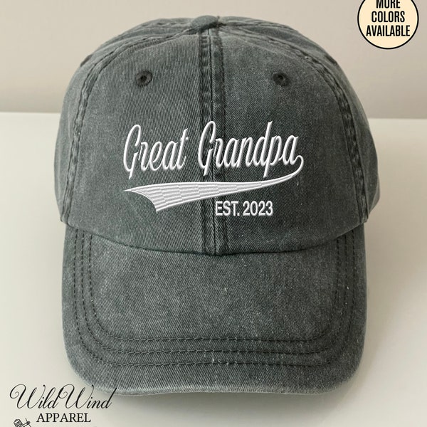 Great Grandpa Hat With Custom Year Est, Embroidered Hat, Personalized Great Grandpa Hat, Unstructured Grandpa Hat, Father's Day Gift