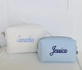 Personalized Waffle Cosmetic Bag, Embroidered Name Toiletry Bag, Bridesmaid Gift