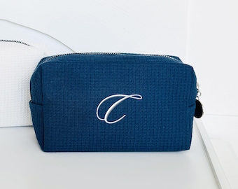 RESERVED Listing, Monogram Waffle Cosmetic Bag