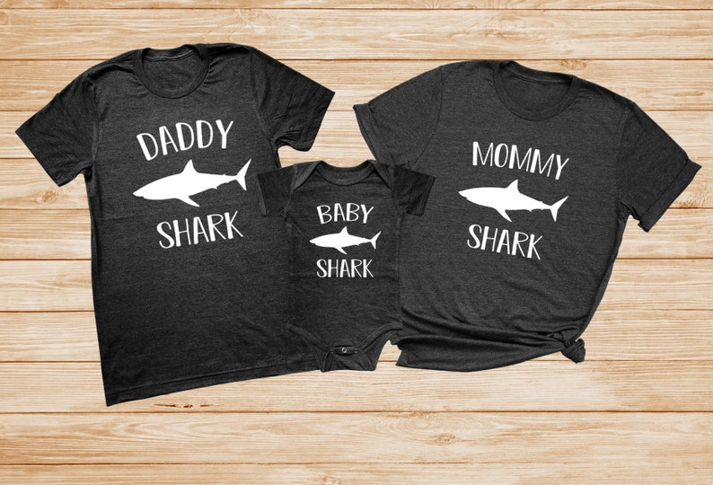 Baby Mommy Daddy Shark Matching T-Shirts Family | Etsy