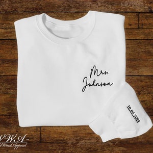Custom Mrs. Embroidered Sweatshirt – Personalized Bride Gift with Est. Date