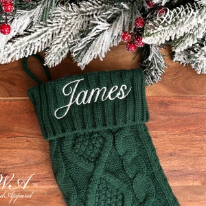 Personalized Embroidered Christmas Stocking Personalized Family Stocking Embroidered Knit Stocking image 4