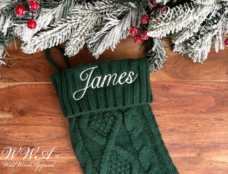 Personalized Embroidered Christmas Stocking Personalized Family Stocking Embroidered Knit Stocking image 4