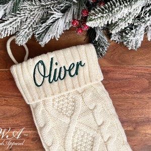 Personalized Embroidered Christmas Stocking Personalized Family Stocking Embroidered Knit Stocking image 2