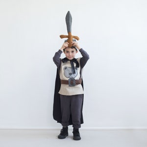 Handmade Knight Costume for Kids: Felt Cape, Sword & Crown