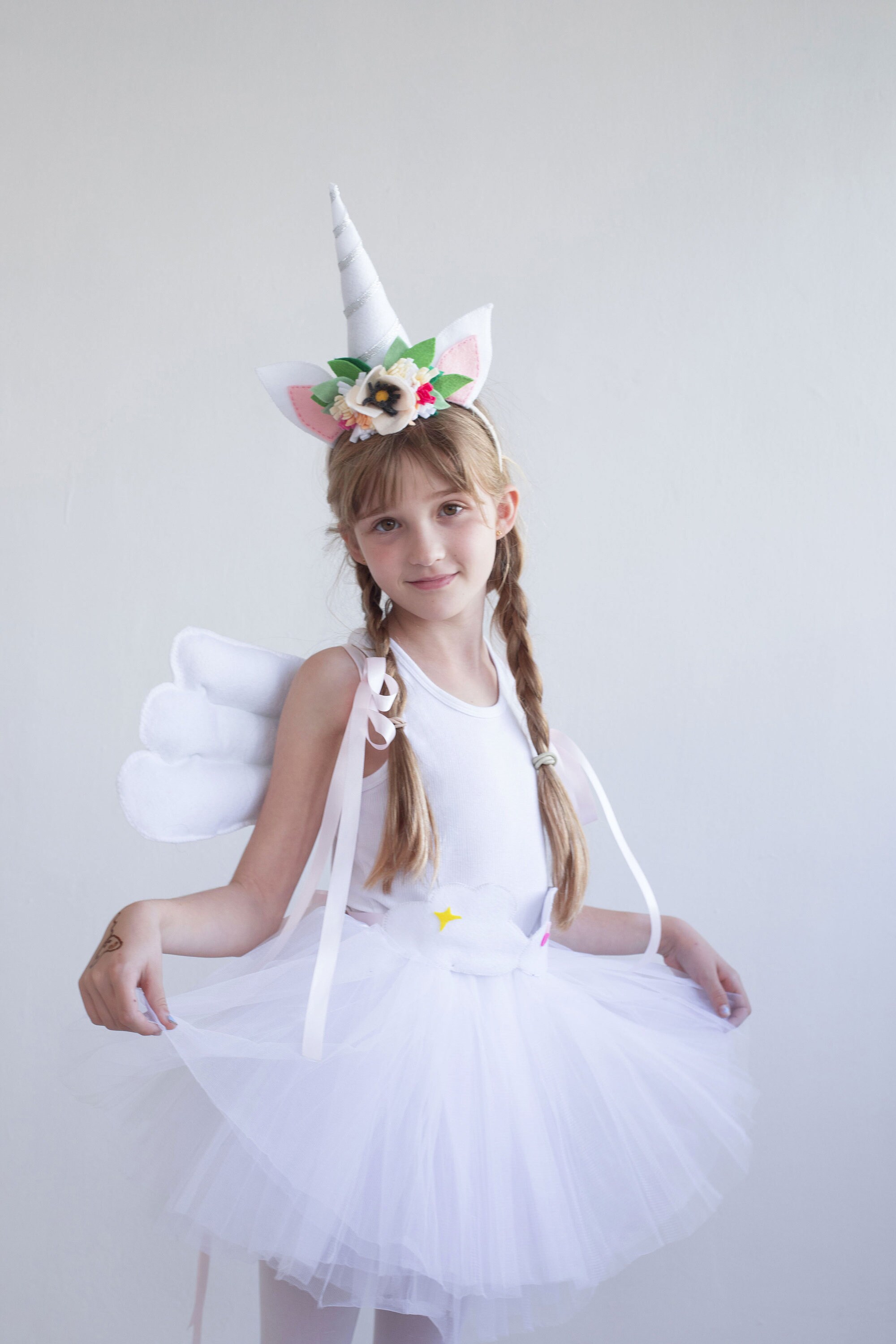 White Unicorn Costume With Fairy Wings and Unicorn Headband Etsy UK
