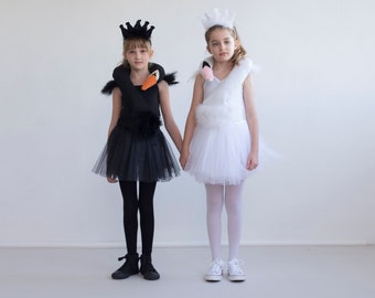 Swan Costume For Sisters or BFF, Set Of Two Girls Costume, Halloween Costume