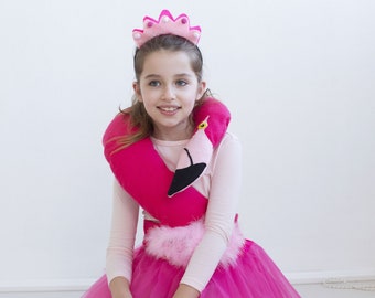 Girl's Flamingo Costume, Pink  Princess Dress For Halloween